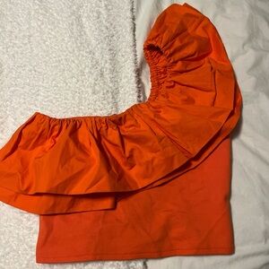 Vibrant Orange Ruffled Top